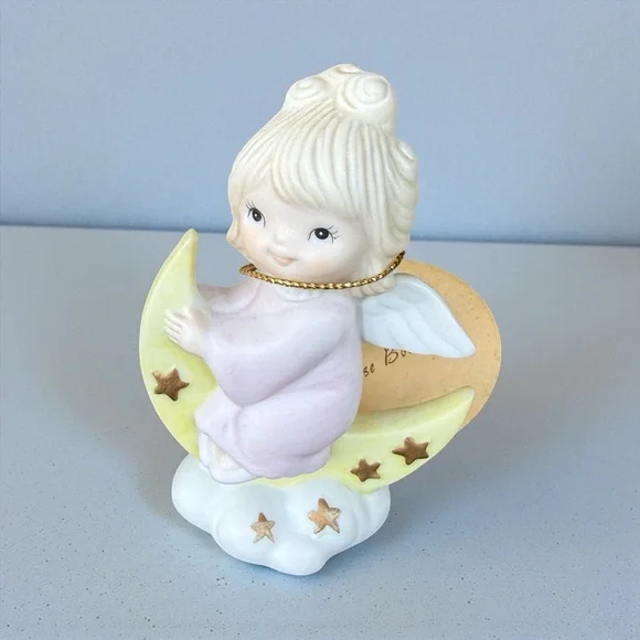 Vintage Lefton Christopher Collection Paradise Bound Angel Moon Figurine - Picture 3 of 5